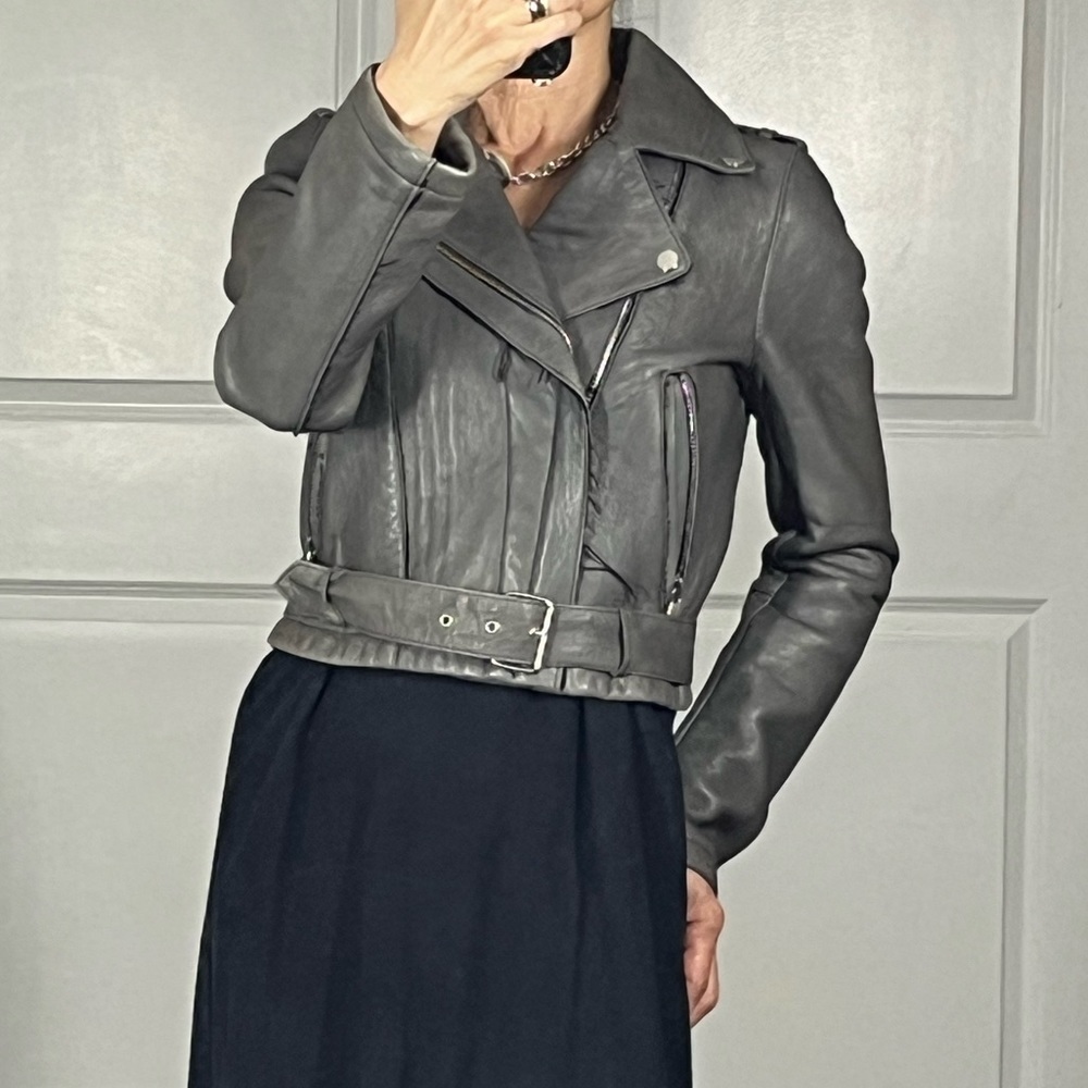 Maje 100% genuine leather motorcycle biker jacket size 36 - Picture 6 of 16